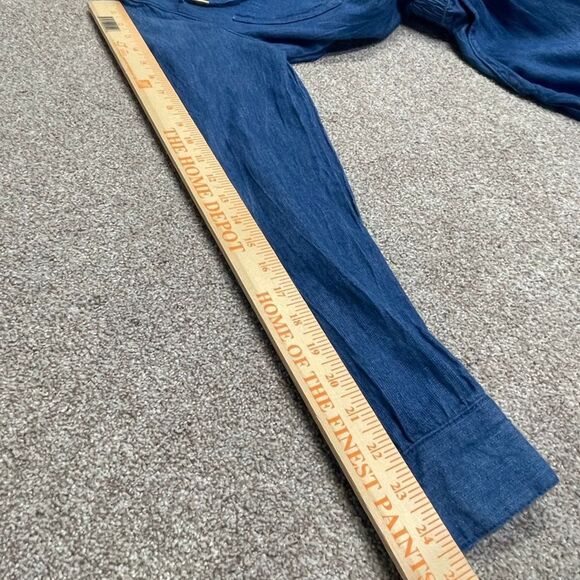 Guess womens denim dress romper sz Xsmall tp stretch pearl button western - Picture 9 of 12